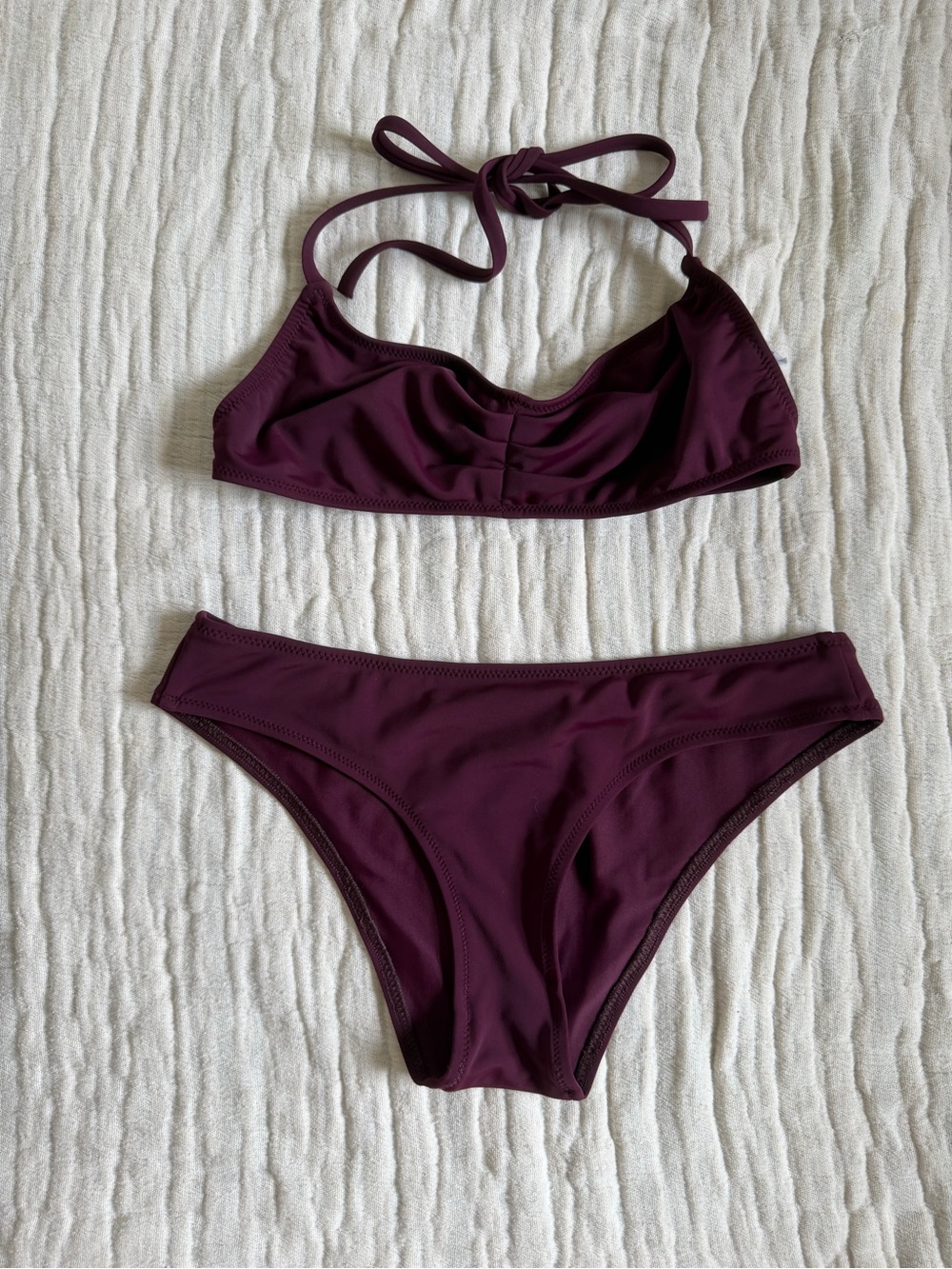 SOLID & STRIPED Plum Halter Bikini Set